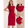 INSPIRE CHIC Women's Elegant Business Round Neck Belted Cap Sleeve Work Sheath Dresses - 2 of 4