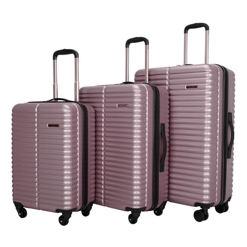 Skyline 3pc Hardside Checked Spinner Luggage Set Rose Gold Target