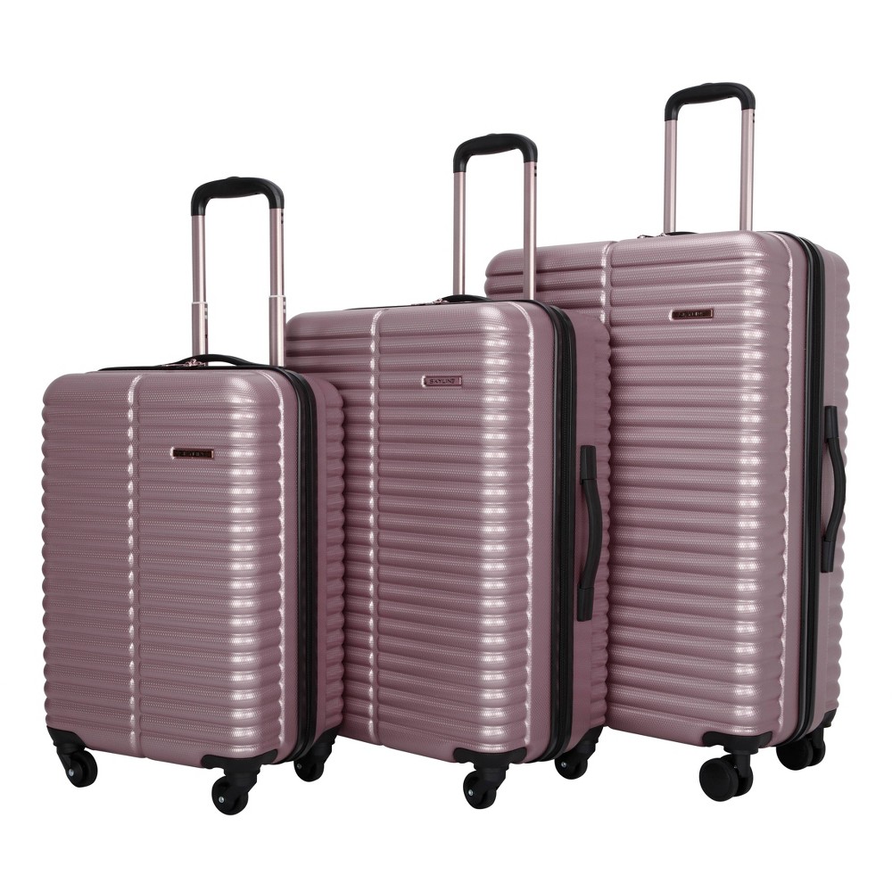 Photos - Travel Accessory SkyLine 3pc Hardside Checked Spinner Luggage Set - Rose Gold 