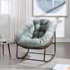FIONECA Outdoor Rattan Rocking Chair with Light Green Cushion, Recliner for Porch, Patio & Garden - 3 of 4