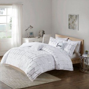 Sapphtopaz 4 Piece Sheet Set, Metallic Printed Comforter Set for Women, Men, Kids & Teens - 1 of 4