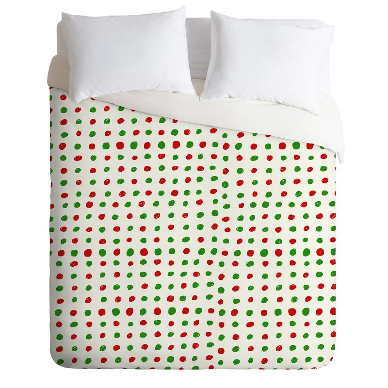 Full/Queen Leah Flores Holiday Polka Dots Duvet Cover Set - Deny Designs, 1 of 6