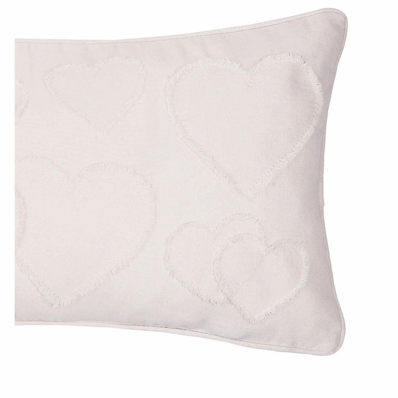 C&F Home 12" x 24" White Heart Applique Valentine's Day Heart Pillow, 3 of 4