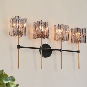 LNC Echonalyri  Polished Gold and Matte Black Modern/Contemporary  Wall Lights,Smoked Textured Glass Shade,1 Light/2 Light/3 Light/4 Light - 1 of 4