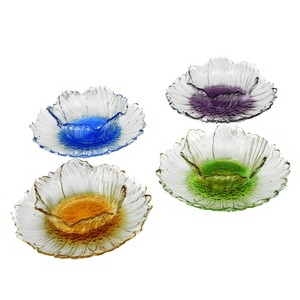 Classic Touch Set 4 Flower Shaped Dessert Plates-Colored Center-8.25"D - 1 of 2