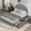 Boucle Upholstered Platform Bed Frame with Round Headboard, Storage Drawers, Heavy-Duty Noise-Free Support, No Box Spring Needed, White - 3 of 4