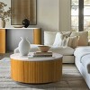 Faux White Marble Round Coffee Table with Storage Natural/Faux White Marble See below - 2 of 4