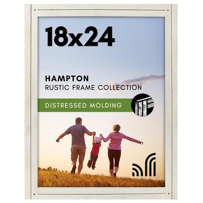 Americanflat 18x24 Rustic Picture Frame in White with Textured Wood and Plexiglass - Horizontal and Vertical Formats for Wall