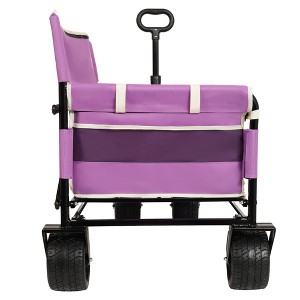 NAYSAYE Wagon 3-in-1 Convertible Folding Utility Cart with Bench Seat for Outdoor Adventures, Purple, 37"*24.02"*40.94" - 1 of 4