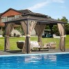 Hardtop Gazebo - 13 x 10 FT Outdoor Pc Roof Gazebo with Aluminum Frame, Outdoor Patio Gazebo Canopy with Mesh and Curtains, Double Roof Canopy, Khaki - 3 of 4