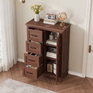 4 Drawer Dresser for Bedroom,Tall Dresser with Door,Vertical Dresser with Storage - 1 of 4