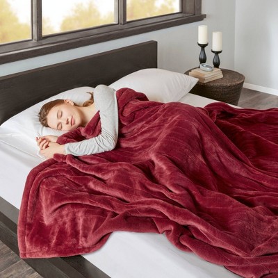 Twin Red Fleece Reversible Heated Blanket