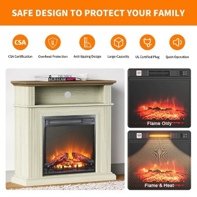 30.28"W Electric Fireplace Remote Control Five Flame Brightness