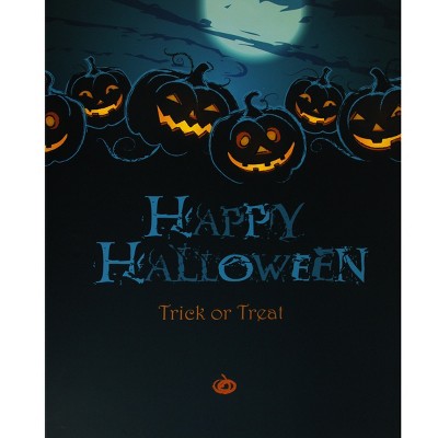 Northlight 23.5" Halloween Prelit LED Jack-O'-Lanterns Trick or Treat Canvas Wall Art - Blue/Black