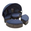 GDFStudio Regan Outdoor Patio Round Rattan Daybed with Retractable Canopy and Sectional Seating - 2 of 4