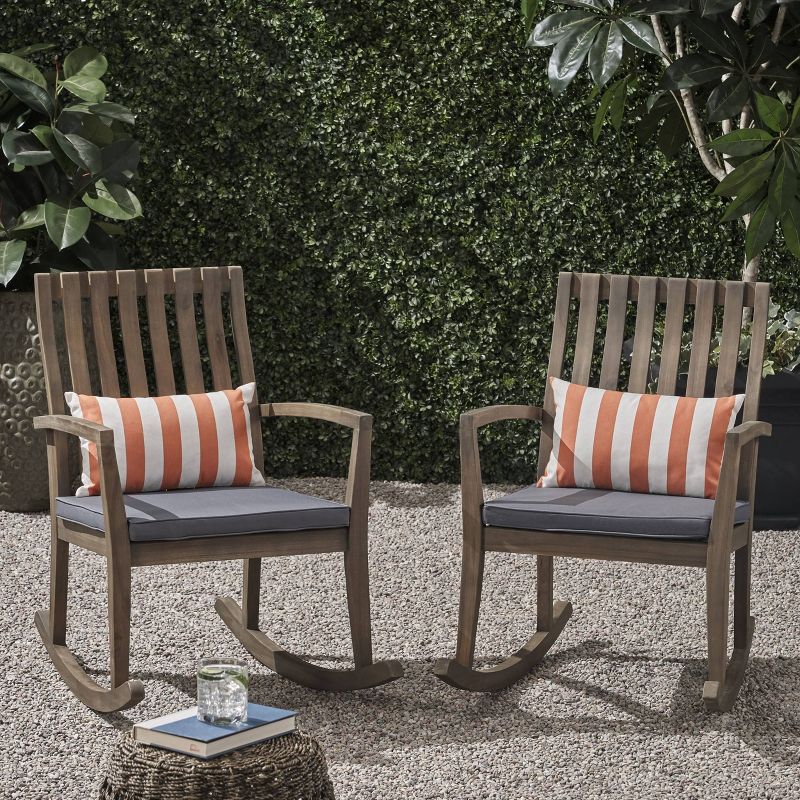 2pk Colmena Acacia Wood Patio Rustic Rocking Chair - Christopher Knight Home, 3 of 8