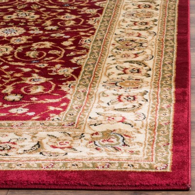 Lyndhurst Red and Ivory 4' Square Synthetic Area Rug