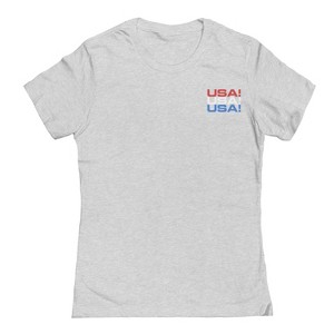 Rerun Island Women's Usa Usa Lc Red And Blue  Americana 4Th Of July Short Sleeve Graphic Cotton T-Shirt - 1 of 3