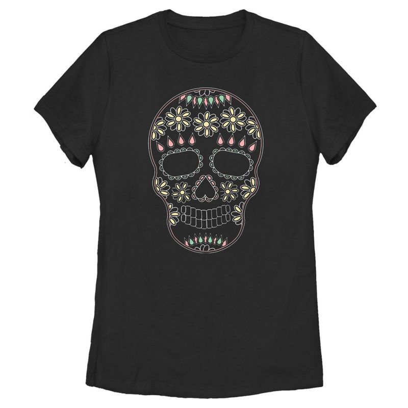 Women's Lost Gods Halloween Sugar Skull T-Shirt, 1 of 5