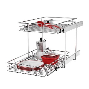 LOVMOR Individual Pull Out Cabinet Organizer (11" W x 18" D), 2 Tier Spice Rack Organizer for Cabinet, Slide Out Drawer Pantry Shelf Organization - 1 of 4