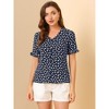 Allegra K Women's Button V Neck Full Placket Short Sleeve Floral Top - 2 of 4