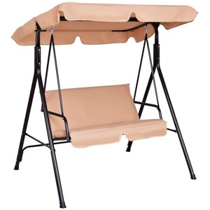 Costway Loveseat Patio Canopy Swing Glider Hammock Cushioned Steel Frame Outdoor - 1 of 4