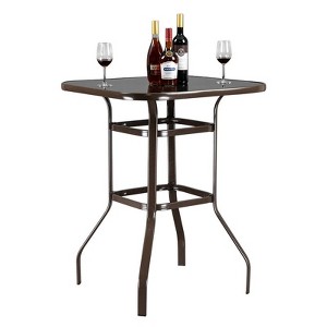 Karl Home Square Glass Outdoor Bar Table - 1 of 4