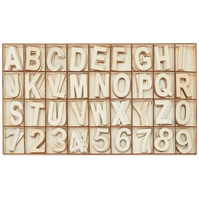 Bright Creations 144 Piece Unfinished Wooden Alphabet Letters, Symbols, Storage Tray, 2 in.