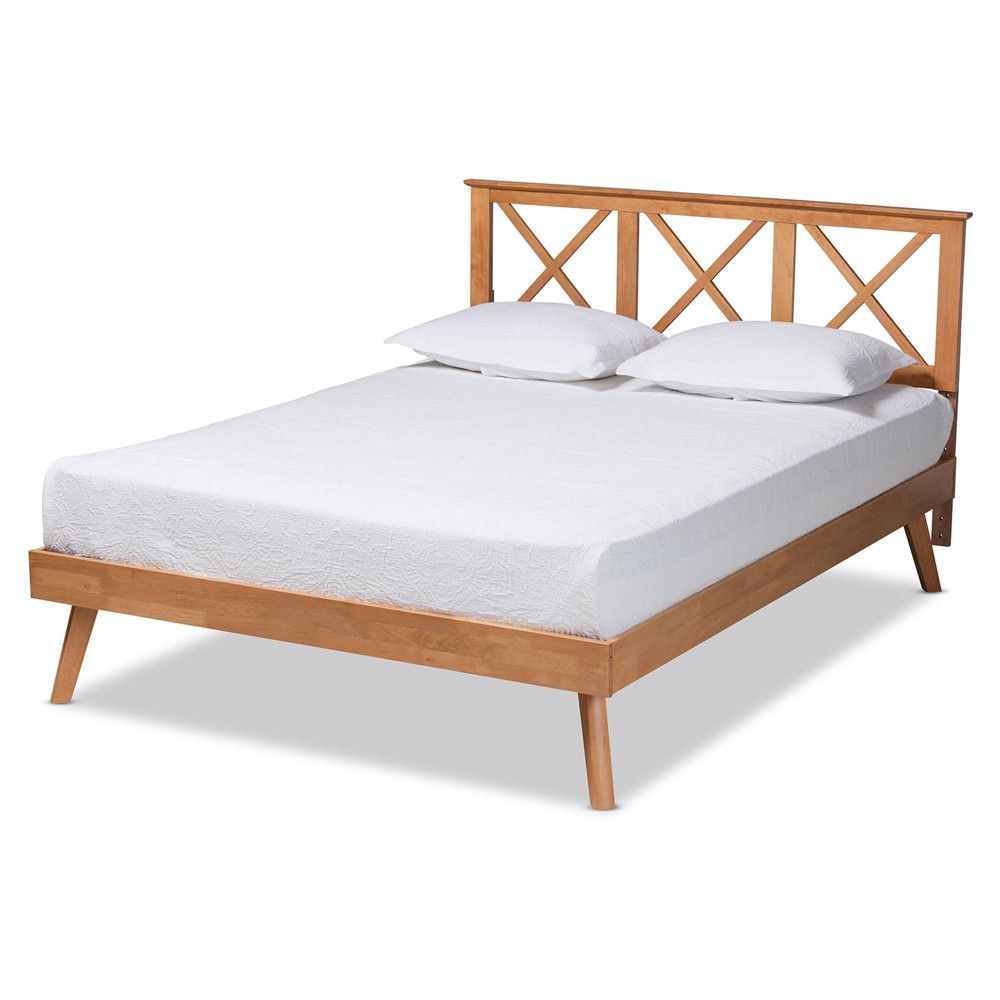 Photos - Bed Frame Queen Galvin Wood Platform Bed Brown - Baxton Studio