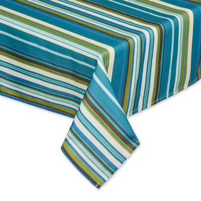 Beachy Stripe Print Polyester Tablecloth with Zipper 60x84