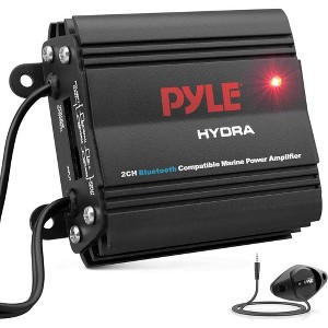 Pyle PLMRMB2CB 2-Channel Bluetooth Marine Amplifier Kit, Waterproof Audio Power Amp System, 600W MAX, IP-65 Rated with Remote & Waterproof Phone Bag - 1 of 4