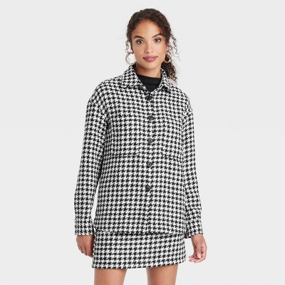 L'ACADEMIE Revolve outlet B&W Houndstooth Shacket