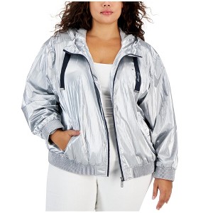 Tommy Hilfiger Womens Hooded Metallic Windbreaker Jacket - 1 of 1
