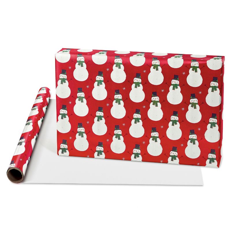 20 sq ft Snowmen Foil Christmas Wrapping Paper, 4 of 7