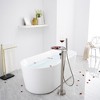 1-Handle Freestanding Floor Mount Roman Tub Faucet Bathtub Filler With Hand Shower and Storage Tray - 2 of 4