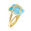 Ross-Simons 9.25 Carat Blue Topaz and .15 ct. t.w. Diamond Crisscross Ring in 14kt Yellow Gold - 3 of 4