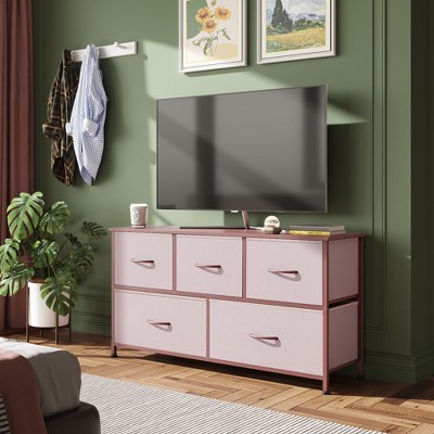 Fabric Dresser for Bedroom, Wide 5-Drawer Chest of Drawers with Storage Organizer Unit