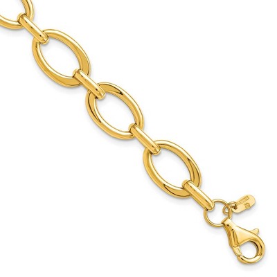 Black Bow Jewelry 14k Yellow Gold 9mm Polished Cable Link Chain Bracelet, 7.25 Inch