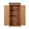 PAGED Outdoor Potting Bench with Storage Cabinet and Metal Table Top for Patio, Garden Furniture Wood Workstation, Grey - 4 of 4