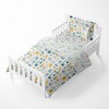 Bacati - Little Dino Boys Teal/Yellow Muslin 5 pc Toddler Bedding Set with Dec Pillow - 4 of 4