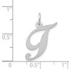 Black Bow Jewelry 14k White Gold, Ella Collection Medium Fancy Script Initial T Pendant - 4 of 4