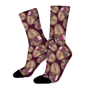Wine Lover On Wood Women Printed Crew Socks Funny Funky Socks Soft Polyester Novelty Gifts for Artists Men - 1 of 1
