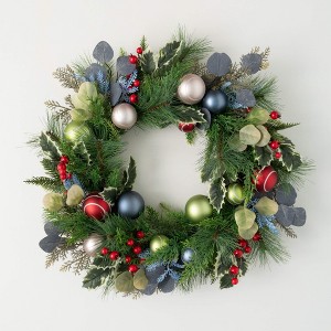 Sullivans Artificial Shiny Ball Mixed Foliage Christmas Accent Ring  Multicolor  Indoor Christmas DÃƒÂ©cor - 1 of 3