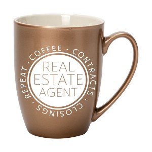 Elanze Designs Coffee Contracts Closings Real Estate Agents Bronze 10 ounce New Bone China Coffee Cup Mug - 1 of 4