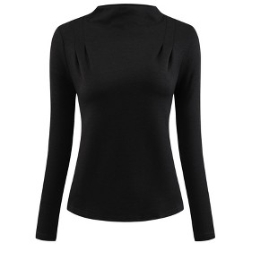 Hobemty Women's Long Sleeve Fall Winter Casual Work Mock Neck Top - 1 of 4