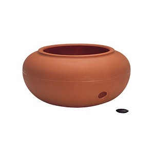 HC Companies Versatile 21 Inch Round Natural Decorative Plastic Outdoor Garden Hose Storage Pot with Side Hole for Faucet Connection - 1 of 4