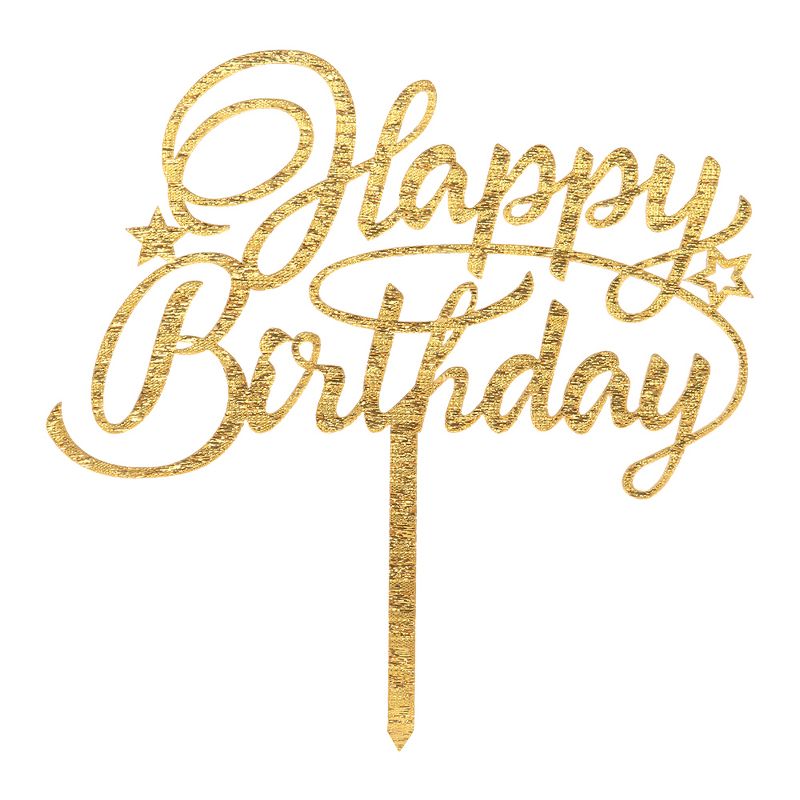 O'Creme Gold 'Happy Birthday' with Stars Cake Topper, 1 of 3