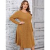 Coolmee Women Casual Round Neck Long Sleeve Loose Side Button Wide Hem Knit Textured Sweater Midi Dress - 2 of 4
