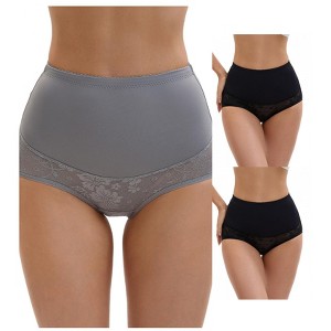 INSPIRE CHIC 3 Packs Women's High Waisted Floral Pattern Pants Butt Lifter Lace Shapewear Control Briefs - 1 of 4