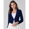 INSPIRE CHIC Women's Regular Fit Notched Lapel Ruched Sleeve Business Crop Blazer - 2 of 4